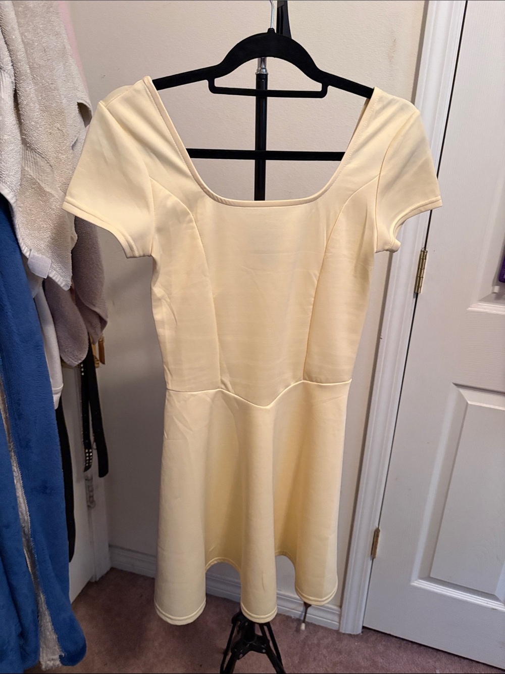 love J Pale Yellow Scoop-Neck Mini Fit & Flare Dress